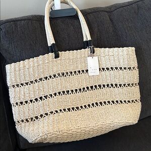 Womens A New Day Straw Woven Tote Bag